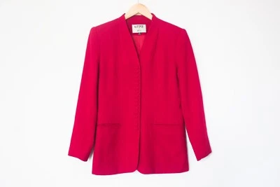 Kasper for ASL | Vintage 80's Red Long Sleeve Faux Button Down Blazer | Size 4 - Image 1 of 4