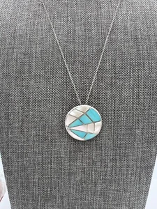 MLK Lorrie Marcie Kallestewa Zuni Sterlingsilber Türkis MOP Anhänger/Pin - Bild 1 von 7
