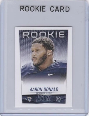 AARON DONALD ROOKIE CARD 2014 Score RARE Mini STICKER RC Los Angeles Rams! - Image 1 of 2