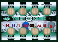2022 Leaf Lumber Emerald Hit Kings 1970 PETE ROSE JOHNNY BENCH LOU BROCK Bat #/2