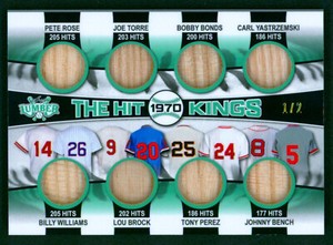 2022 Leaf Lumber Emerald Hit Kings 1970 PETE ROSE JOHNNY BENCH LOU BROCK Bat #/2