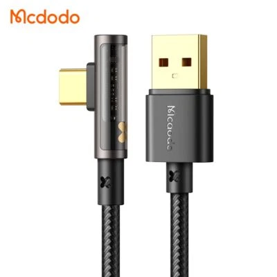 Mcdodo Transparent Right Angle USB C Fast Charger Cable 100W 6A Charging - Image 1 of 4