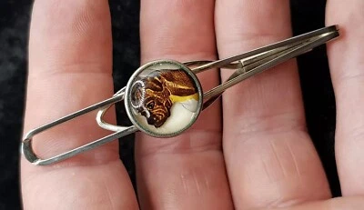 Old English Stratton Silver Plated Crystal Dog Tie Bar Clip - Great Vintage Piec - Image 1 of 4