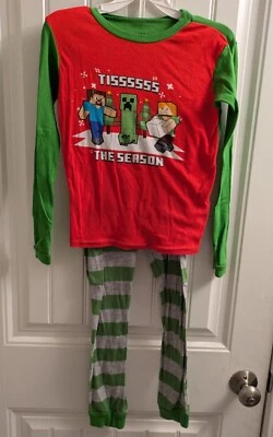 Minecraft Christmas Long Sleeve Pajama Lot sz 12 - Image 1 of 4