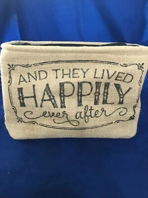 Cesta de arpillera Happily Ever After granja país boda bolsa tarjeta cesta decoración Foto 1 de 4