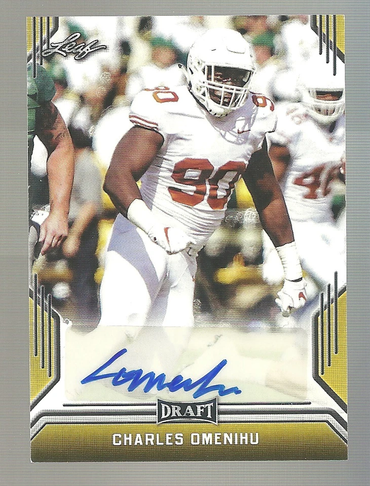 2019 Leaf Draft Gold Autographs Charles Omenihu #BA-CO1 (AU, RC) - Image 1 of 2