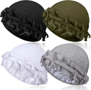 4 Pezzi Turbante Foderato in Raso Copricapo Setoso per Uomo, Turbante Halo Uomo Turbante... - Foto 1 di 3