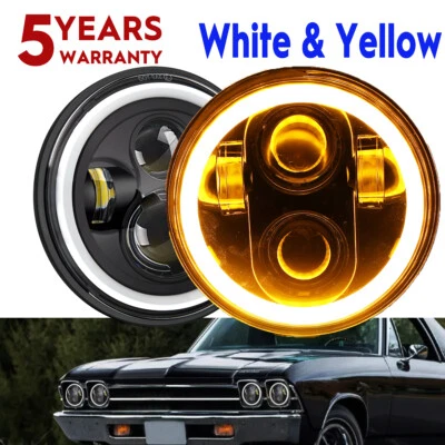 Par de faros LED redondos DOT de 7 pulgadas ojos angulares DRL para Dodge Dart 64-1976 D100 Foto 1 de 4