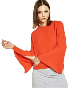 TOPSHOP Womens Long Split Sleeve Top Red Size 4 - Bild 1 von 4