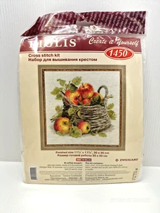 NEW 2014 Riolis Cross Stitch Kit "Basket Of Apples" 10 Count Kitchen Decor #1450 - Picture 1 of 8