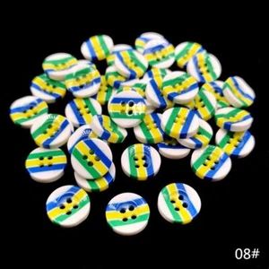 Stripe Resin Buttons 4 Holes Round Button Craft Garment Decor Sewing Supply 20Pc - Picture 1 of 17