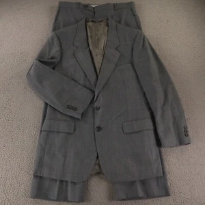 VTG Hopsack Suit M Gray Multicolor Window Pane Check 100% Wool USA 40R 34x29 - Picture 1 of 24