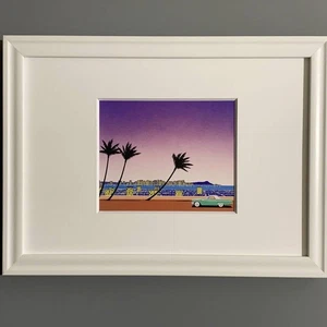 Hiroshi Nagai "CRUSIN' #13" B5 Passepartout Kunstdruck Japan Sonnenuntergang Ozean Retro - Bild 1 von 5