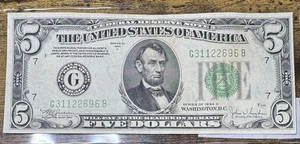1934 C U.S. $5 Five Dollar Green Seal Banknote P#429Dc WAJ-JWS Lightly Circulate - Picture 1 of 2
