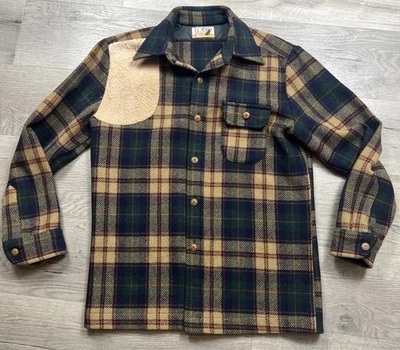 VTG 70's Pendleton LOBO Wool Plaid Suede Patch Shacket Hunting Shirt Jacket M - Image 1 of 4