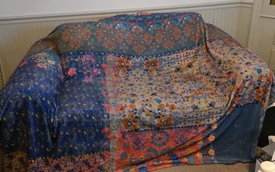 Natural Life Cozy Couch Sofa Cover Floral Patchwork Multi Color Soft 90 x 76 - Image 1 of 4