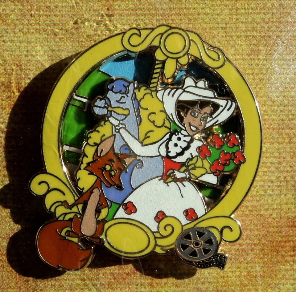Disney Walts Colección Clásica Mary Poppins con Zorro Carrusel Caballo Flores Prendedor Foto 1 de 1