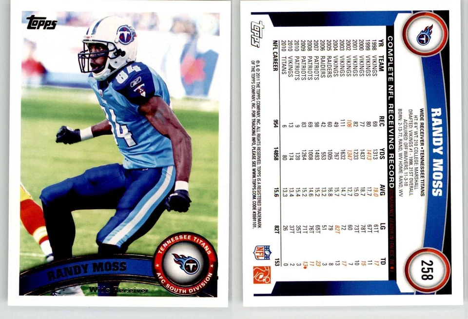 Randy Moss 2011 Topps #258 Titans HOF EX - Image 1 of 1