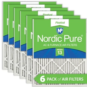 12x20x1 (11_1/2x19_1/2) Pleated MERV 13 Air Filters 6 Pack - Picture 1 of 7