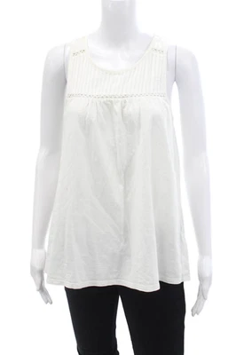 Camiseta sin mangas suave Joie para mujer cuello redondo tejido cuadrado blanco algodón talla extra pequeña Foto 1 de 4