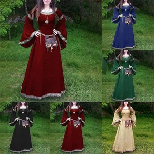 Renaissance Gothic Costume Dress for Women Featuring Intricate Embroidery - Picture 1 of 20