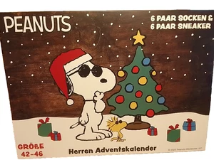 Adventskalender Peanuts Herren Socken Sneaker 12 Paar Gr 42-46 Weihnachten - Bild 1 von 6