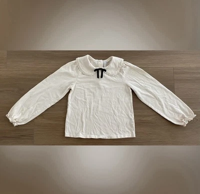 Janie and Jack Cream top with Black Bow girl's size 8 - Image 1 of 4