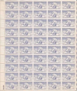 US Stamp - 1949 15c UPU Airmail - 50 Stamp Sheet - Scott #C43 - Picture 1 of 1
