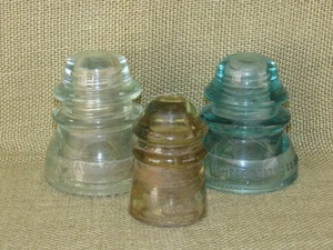 Antique Telephone Pole Insulators (3) Maydwell, Whitall, Hemmingray ~ 3 Colors - Picture 1 of 18