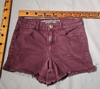Женские шорты American Eagle размер 10 красные с высокой талией джинсовые брюки с проблемным подолом - Изображение 1 из 4