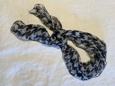 Alain Manoukian Silk Chiffon Herringbone Pattern Silk Scarf - Image 1 of 4