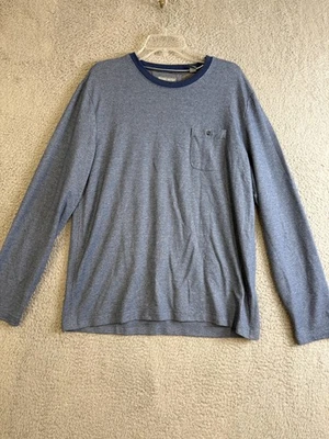 Camisa Michael Bastian Para Hombre Grande Azul Brezo Manga Larga Cuello Redondo Bolsillo en el Pecho Foto 1 de 4