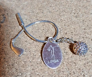 Nice "LPGA" Golf Club & Ball Silvertone Keychain - Picture 1 of 2