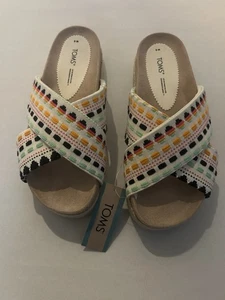 Toms Paloma Damen-Espadrille-Pantoletten mit gewebtem Besatz mehrfarbig Größe 8 neu mit Etikett! - Bild 1 von 5