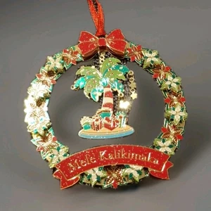 Things Hawaiian Island Heritage Mele Kalikimaka/XMAS Brass Ornament  - Picture 1 of 7