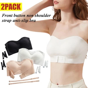 PACK de 2 sujetadores push up sin tirantes sin costuras para mujer cierre frontal antideslizantes bandeau bro - Imagen 1 de 27