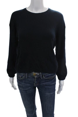 Splendid Ribbed Long Sleeve Casual Crew Neck Cropped Top Dark Blue Size M - Image 1 of 4