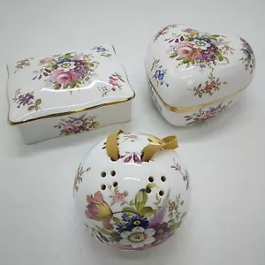 Vintage Hammersley Howard Sprays Bone China Konvolut X3 Schmuckschatullen/Pomander - Bild 1 von 24
