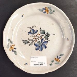 Assiette XVIIIe Ceramique Decor Floral Blanche 5MAG 09/01 - Picture 1 of 7