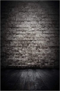 AIIKES 5X7FT Black Brick Backdrop Brick Wall with Wooden Photo Photography Backd - Picture 1 of 7