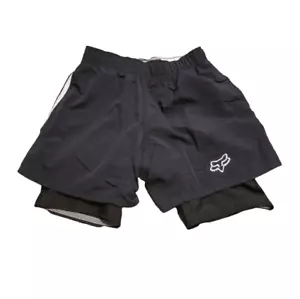 Fox Racing Biking Shorts Men's Small S Black White Cycling Athletic Embroidered  - Picture 1 of 11