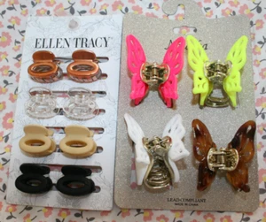 Neu mit Etikett 12 Stck. buntes Schmetterling & runde Kunststoff Kiefer Haarspange Set. Ellen Tracy. - Bild 1 von 1