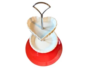 Home Essentials Heart & Round Shape 3-Tier Pierced White Red Cake Stand - Picture 1 of 5