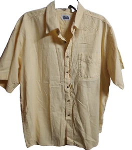Vintage Basic Editions Classic Button-Down Plaid SS Shirt Mens Large Yellow #ROY - Picture 1 of 2