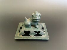 Antique Chinese Patina Cast Iron Incense Burner Lid Only w/ Foo Dog Finial