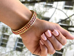 Bracelet fait main pour femmes Swarovski rubis rouge cadeau pour son cadeau de Noël 2 ct 