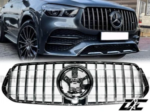 CHROME SILVER STRAIGHT FRAME GT FRONT GRILLE FIT 2020UP W167 GLE AMG 4DOOR USE - Picture 1 of 5