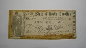 1 $ 1861 Raleigh North Carolina veraltete Währung Banknote Geldschein! State of NC! - Bild 1 von 2