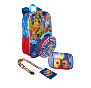 NWT Nickelodeon Paw Patrol Boys Blue Backpack With Lunch Bag 4 Piece Set Lanyard - Picture 1 of 9