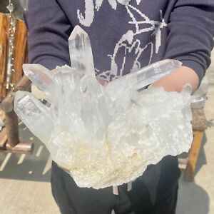 4,22 Pfund klare natürliche schöne weiße QUARTZ Kristall Cluster Probe